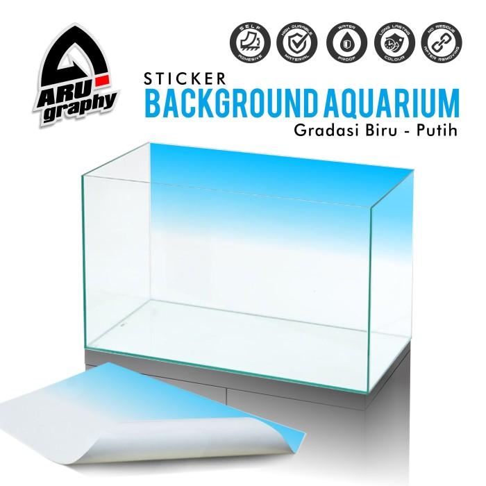 Stiker akuarium Sticker Background Aquarium model ADA light screen sticker gradasi biru putih Aquasc