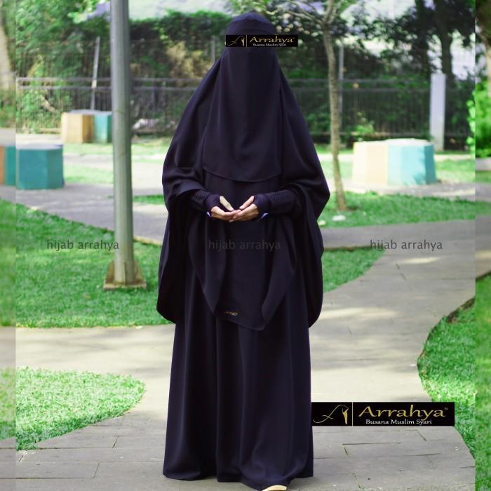 BARU Arrahya Exclusive Gamis Butik set khimar syari / Gamis hitam Polos