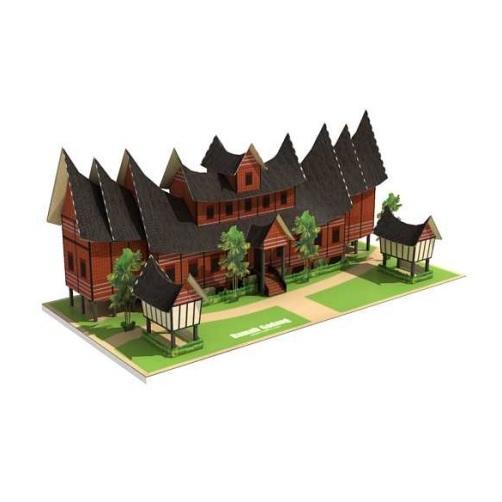 DIY Papercraft Diorama Rumah Gadang Minangkabau Miniatur Kertas