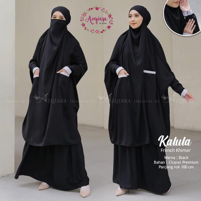 Setelan Gamis Cadar Bandana Kalula French Khimar Busui Ori Qiara Terbatas