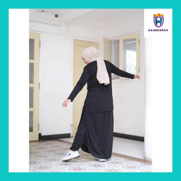 BARU (HAIDE) BAJU SETELAN OLAHRAGA MUSLIMAH POLOS JUMBO AISA WANITA MUSLIM SYARI SET ROK CELANA TRAI