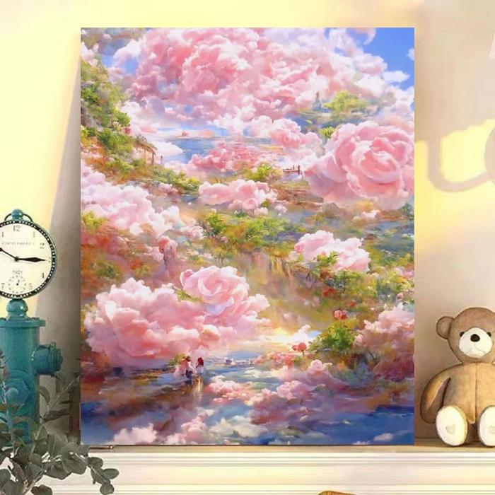 40x50CM Ada Frame Paint By Number Nature Series DIY Painting Kit Canvas Aesthetic Kanvas Lukis