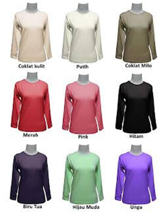 Manset Dalaman Wanita Muslim Atasan Kaos Polos Lengan Panjang Deker Terbatas