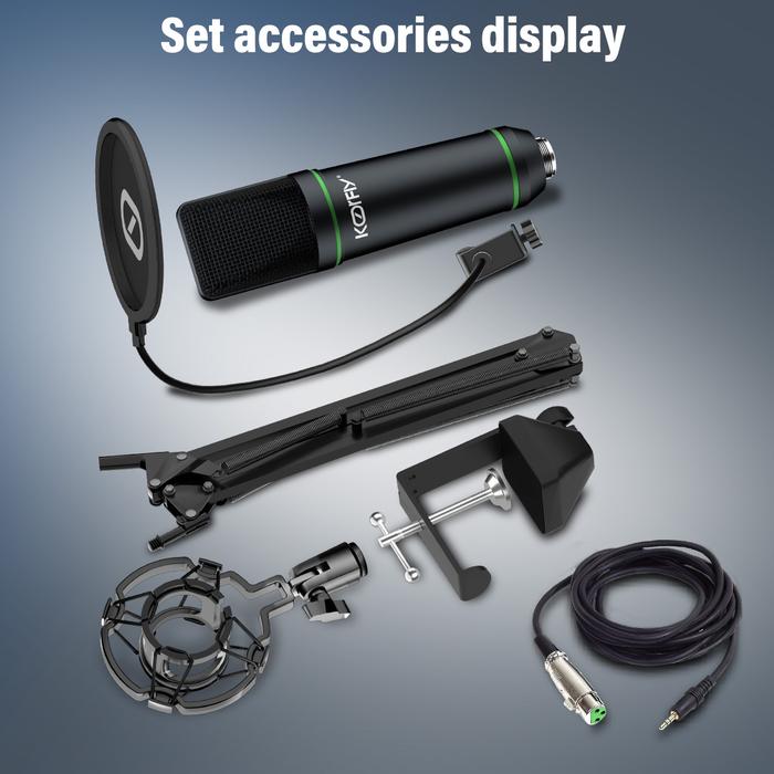 Koorfly Mic Condenser U87PRO Ori - Mic 48V Untuk PC Karaoke Youtube Gaming Podcast, Mikrofon Perekam