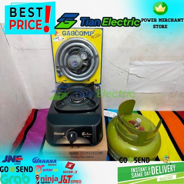 RINNAI RI-301S kompor Gas 1 Tungku Komplit Free Selang regulator Dan Gas LPG