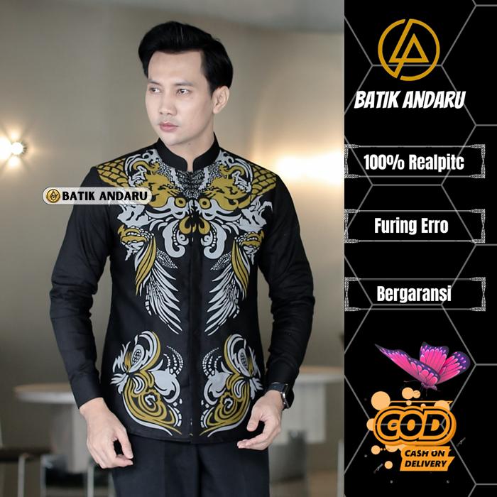 BATIK ANDARU Motif GHIFARI Baju Koko Qurta Pria Laki Laki Muslim Dewasa Slimfit Lengan Panjang Moder