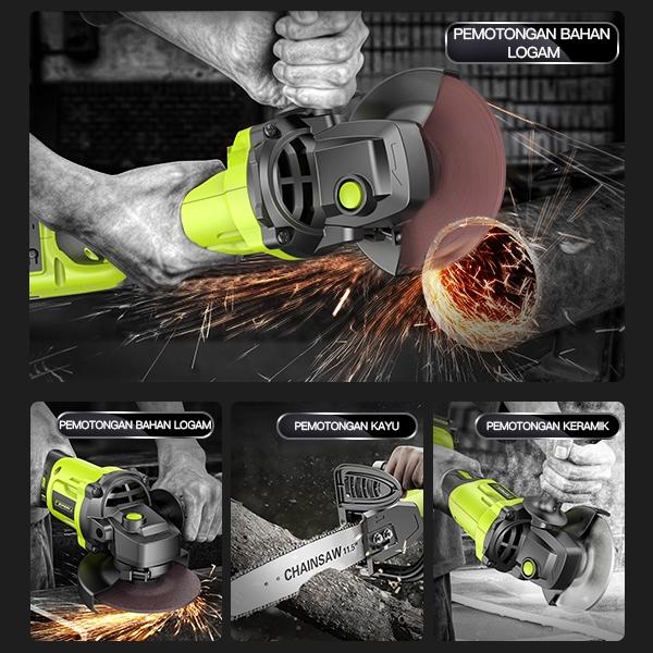ZPER Mesin Gerinda Brushless Angle Grinder Multifunction, Poles, Piringan Amplas, Penggiling Baterai