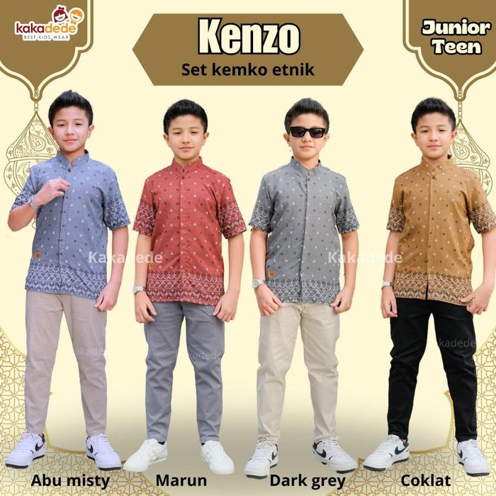 Kakadede Setelan Baju Muslim Anak Laki Laki Remaja Tanggung Set Koko Etnik Kenzo
