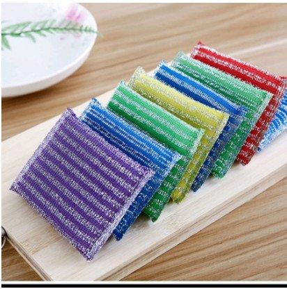 Isi 5 Pcs Spons Busa Sabut Jaring Cuci Piring / Spon Pembersih Kotoran warna warni