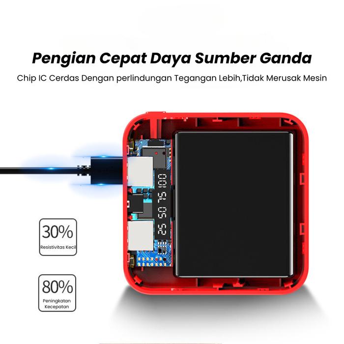 Original - Power Bank 20000 mAh Mini Power Bank Mirror Screen Digital Display External Battery