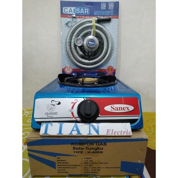 Kompor Gas Sanex K-808S 1 Tungku Stainless Steel Silver