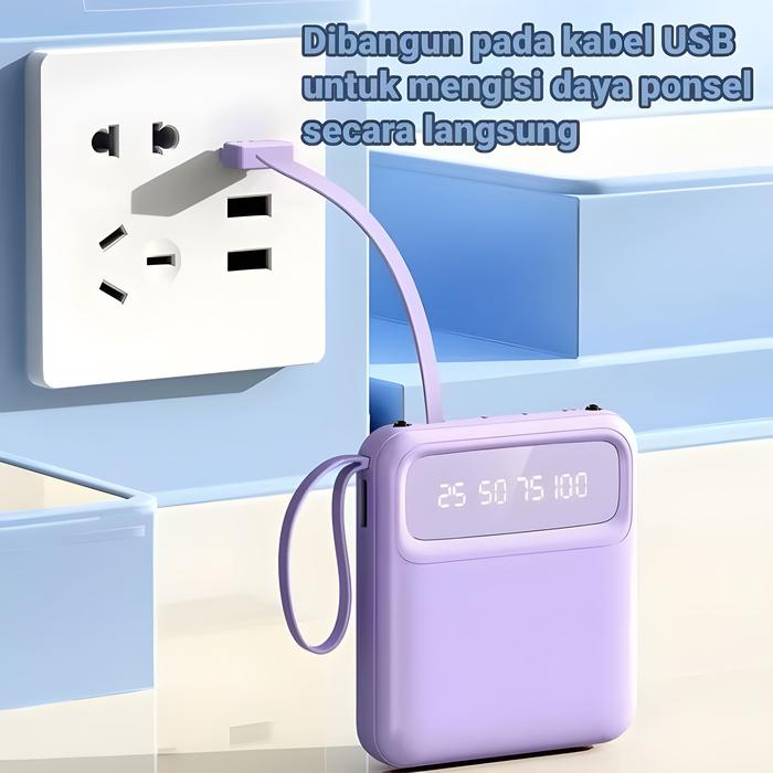 WANKEI LENTIVEN Powerbank 20000 mAh Mini Size 4 Cable Senter Led Display