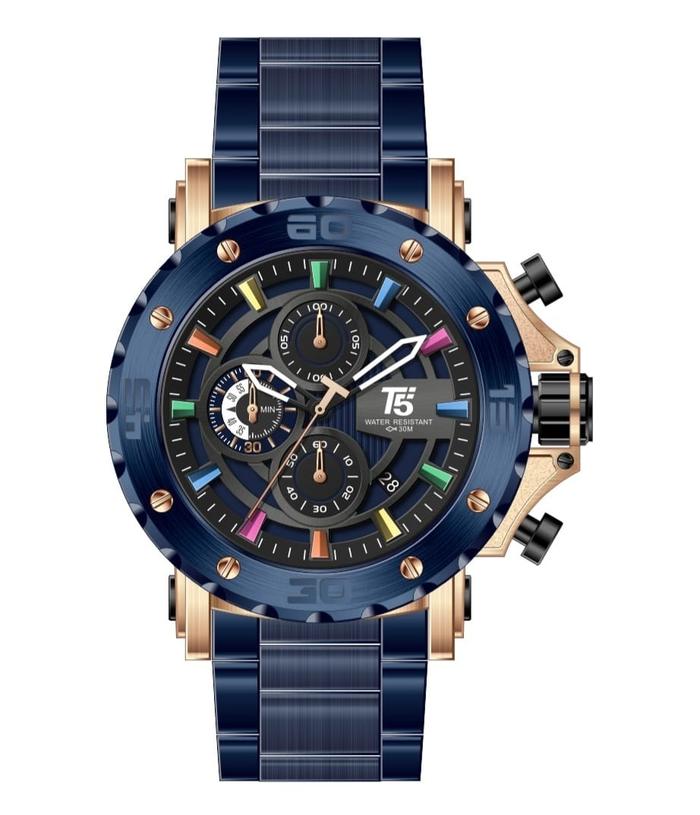 Jam Tangan Pria T5 H3702G Casual Analog Stainless Chrono Watch
