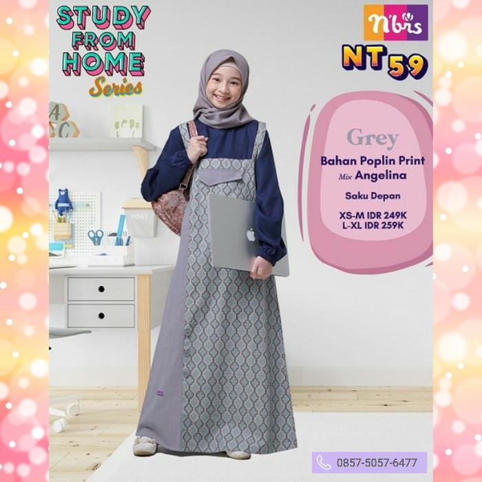 BARU Nibras Teen NT 59 Abu Grey Set Baju Overall Remaja Cewe Casual Branded