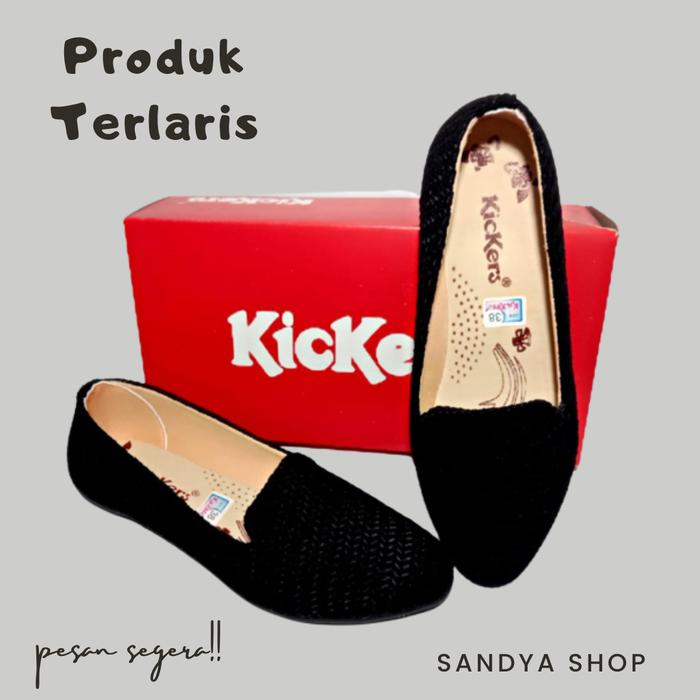NEW sepatu kickers wanita sepatu hitam - Flat Shoes wanita kekinian - Sepatu Waterproof