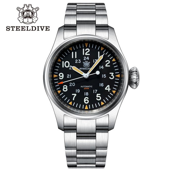 39mm Pilot Men Watch Military SD1928H STEELDIVE Fashion Simple Style