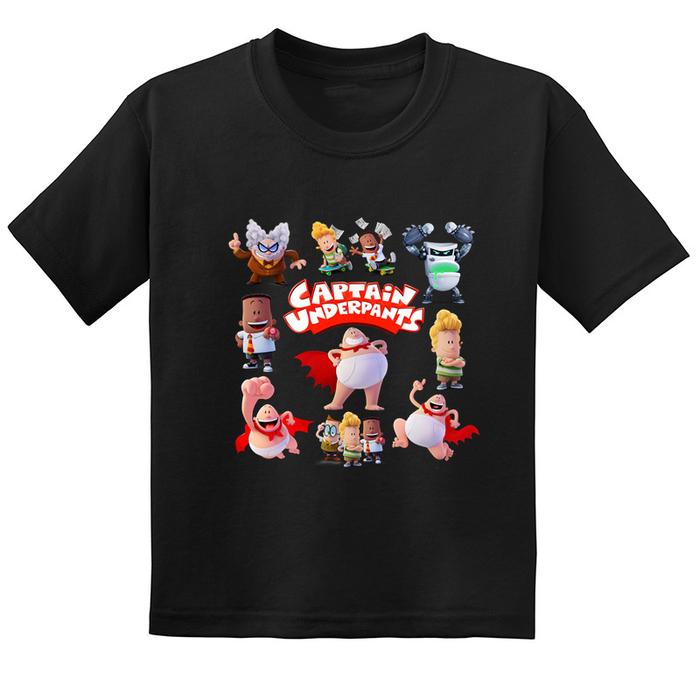 NEW Captain Underpants Character Cartoon Print Kids T shirt Summer Fu