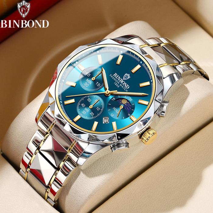 BINBOND New Luxury Quartz Men Watch Date Waterproof Chronograph