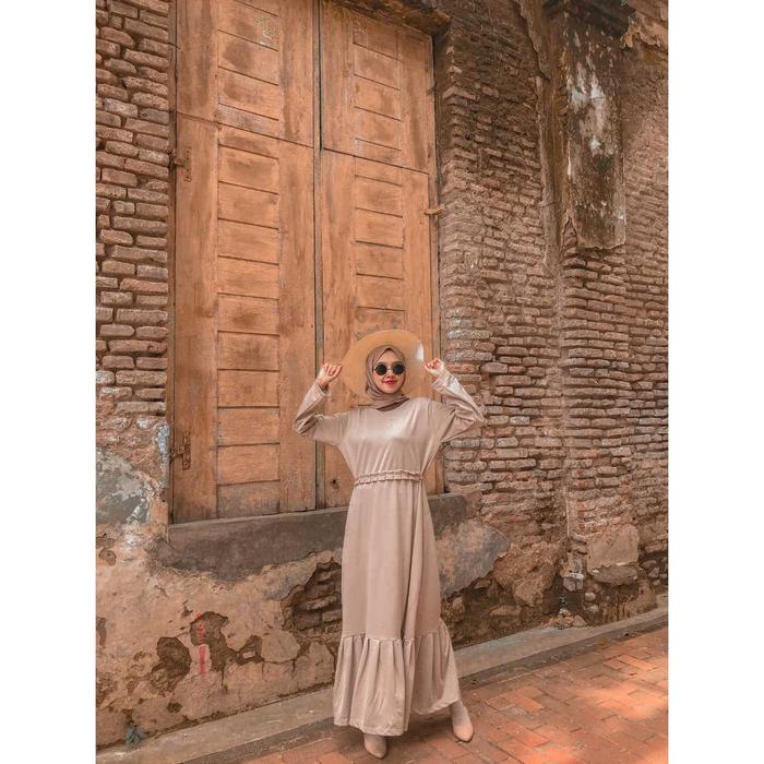 Mybamus Berly Plit Dress Khaki M14553 R4S2 Lebaran Fyp
