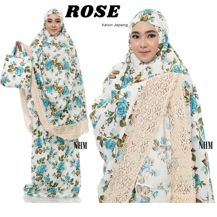 Mukena Katun Jepang Premium Renda Blue Lebaran Fyp