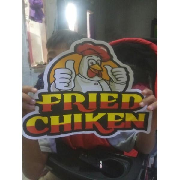 Thebest| STIKER CUTTING KACA GEROBAK TULISAN FRIED CHIKEN/ NAMA TOKO / NAMA