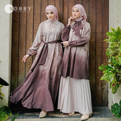 Nobby Atasan Tunik Muslim Wanita Terbaru Warna Pastel Wudhu Friendly Bahan Polly Stretch Sand Triani