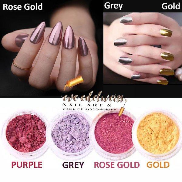 Chrome Powder Uv Nail Gel Bubuk Chrome Kuku Serbuk Chrome Kuku Krom Metalik Logam Nail Art