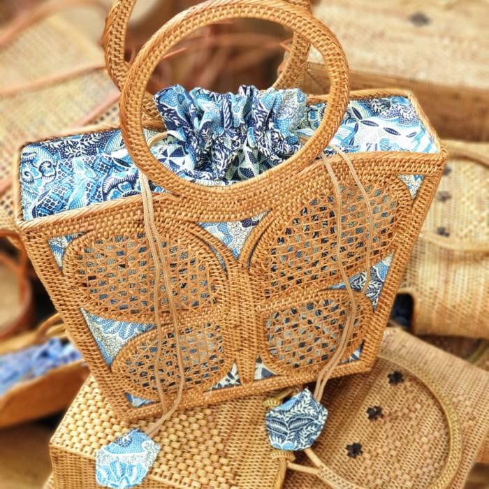 Papillon Tote Bag - Tas Ata Anyaman Rotan Bali