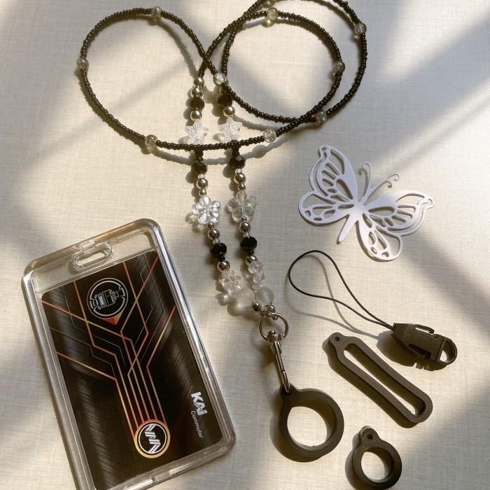 Lanyard Strap Kalung Name Tag ID Card Manik Beads Lanyard Pods Tali