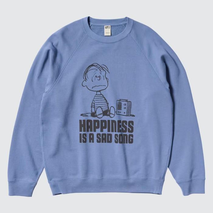 Uniqlo Sweater Pria Snoopy Peanuts Lengan Panjang Blue (Best Quality)