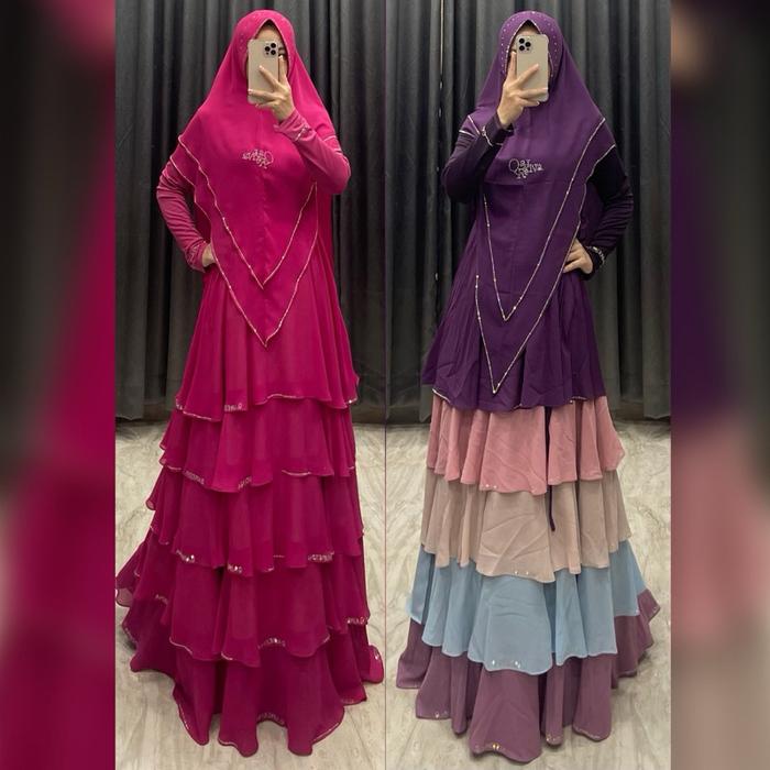 Bening Widayati Qaireena Gamis Hikari Plain (Polos) Set Khimar All Size Gamis Wanita Muslim