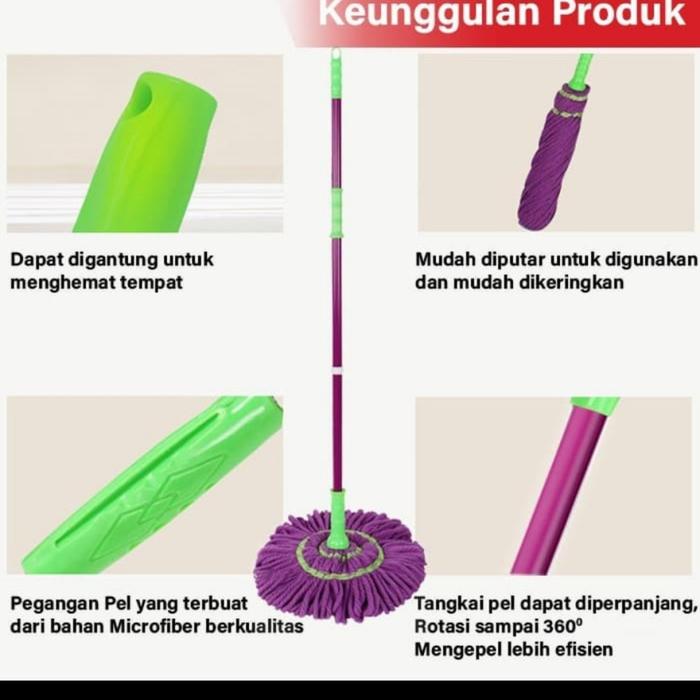 Alat Pel Lantai Otomatis Putar Twist Mop Serbaguna Kebersihan Rumah