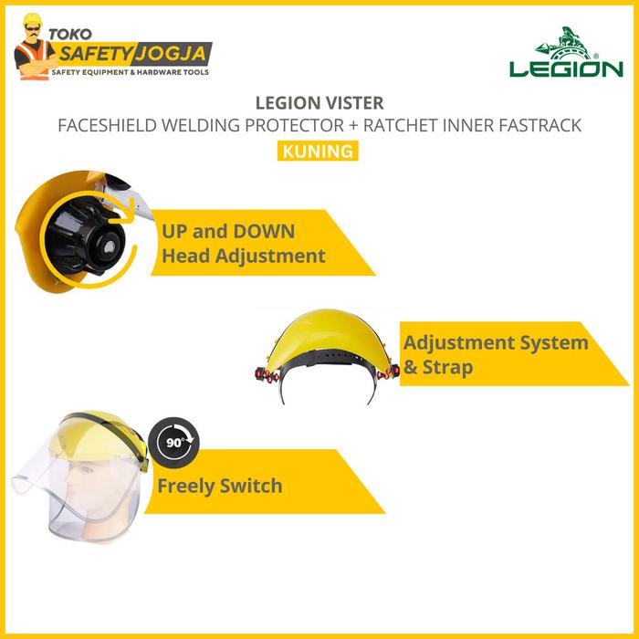 Face Shield Las Gerinda LEGION VISTER Heavy Duty Faceshield Las Gerinda Medis Helm Safety Pelindung 