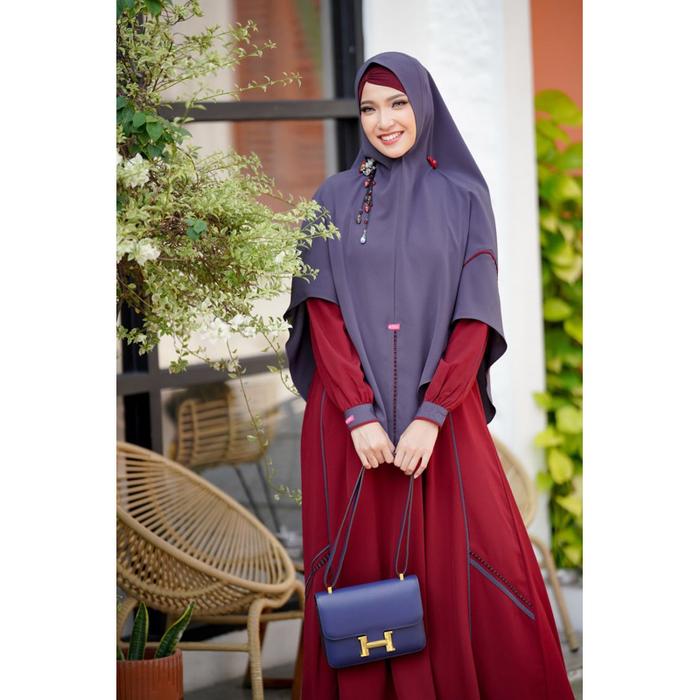SET GAMIS MAIRA MAROON DARK GREY SERIES/GAMIS AULIA/AULIA FASHION