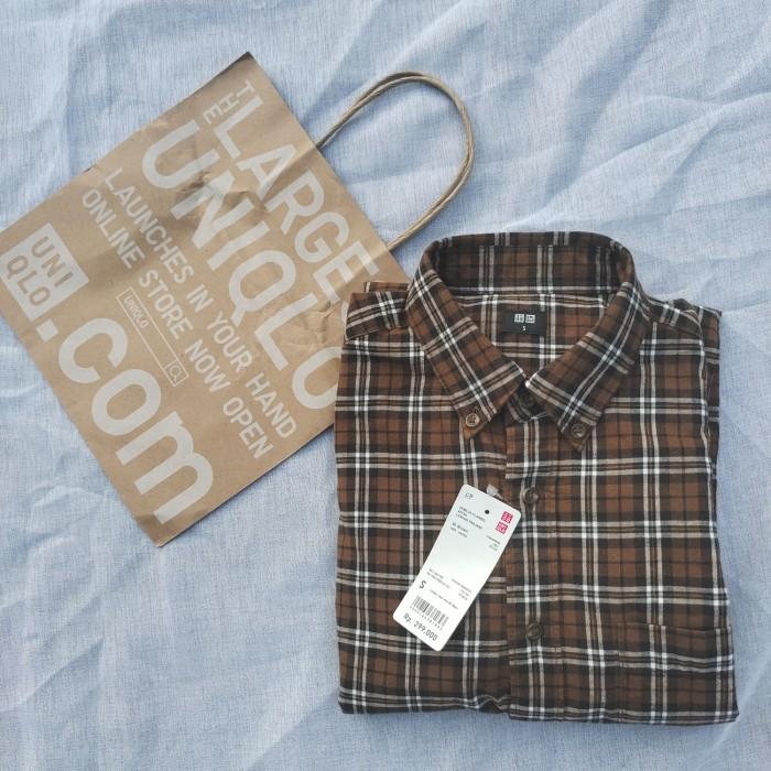 Uniqlo - Flannel Shirt Brown - Kemeja Pria Coklat (Best Quality)