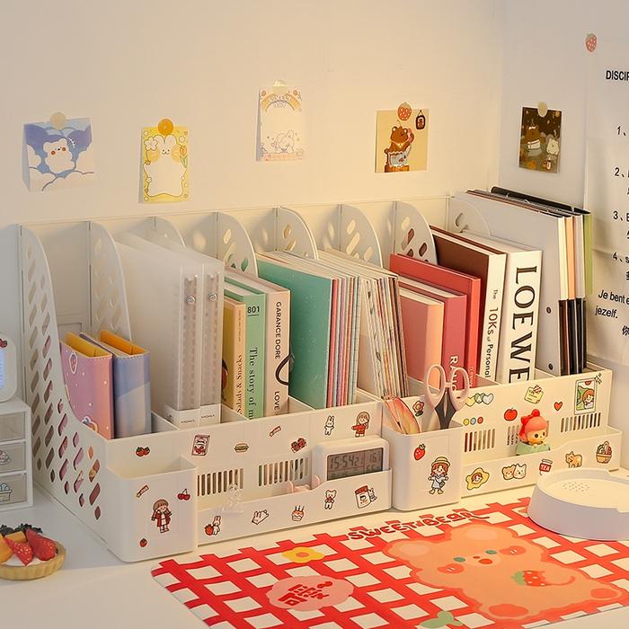 Desktop Organizer File Organizer Rak Buku Sekat Ins Minimalis Meja Belajar Stationary Kit Berkualita