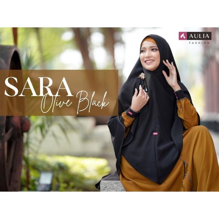 SET GAMIS SARA OLIVE BLACK/AULIA FASHION/GAMIS AULIA