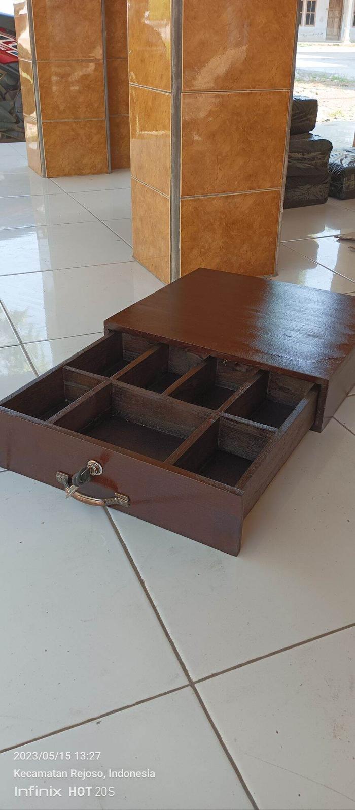 laci uang cash drawer kayu jati skat 7 dan skat 8