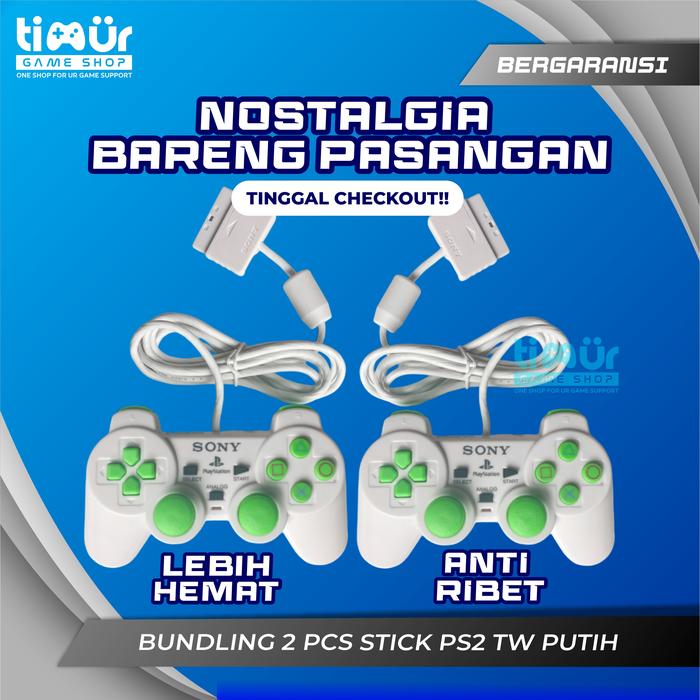 Gaming Date 2 Pcs Stik PS2 TW putih