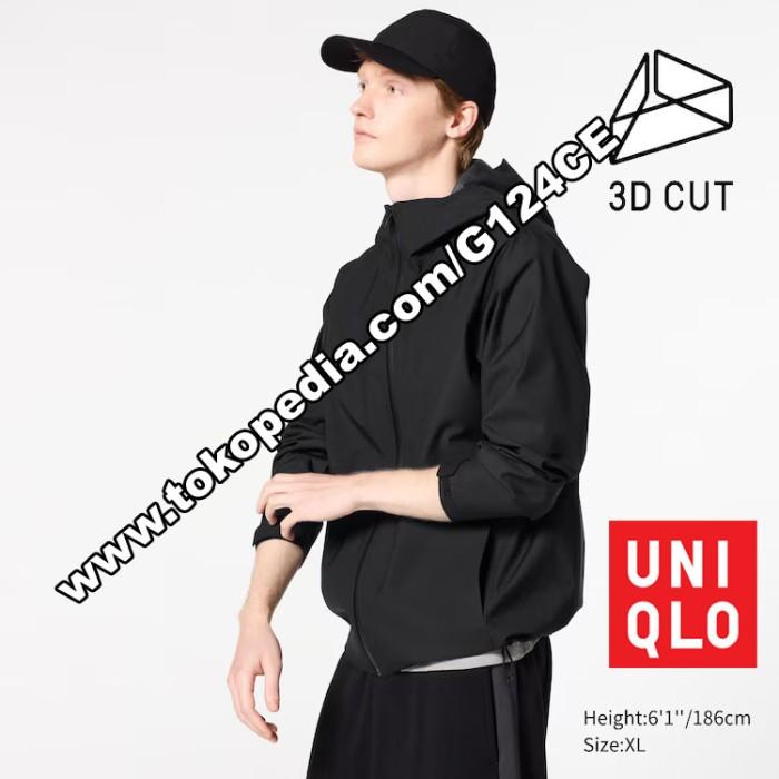 Jacket Blocktech Parka Pria Uniqlo Jaket 400494 404362 Hitam Black (Best Quality)