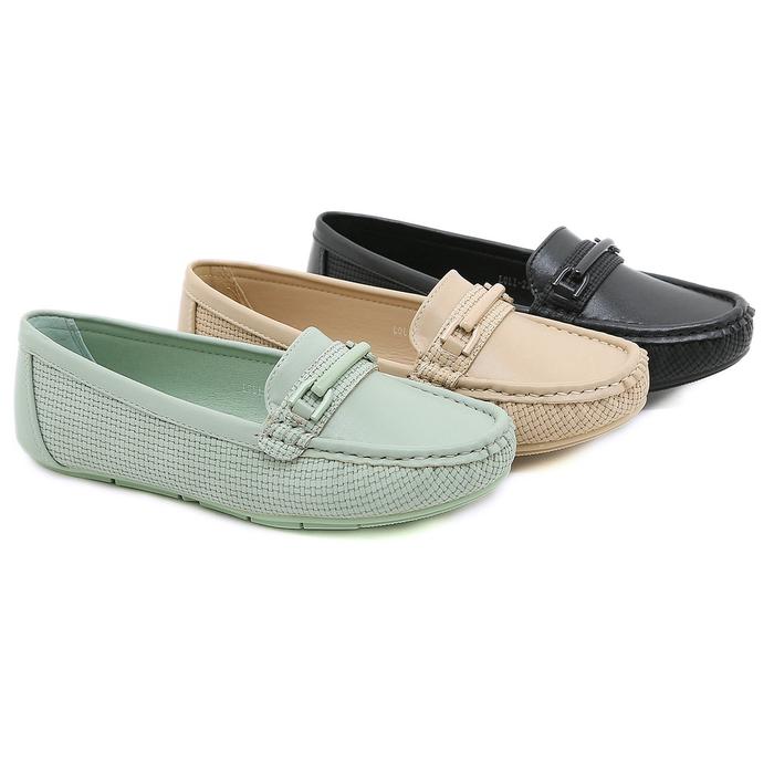 JISO LOLI-22 / Sepatu Wanita Flat Loafers Kulit Import Premium Pansus