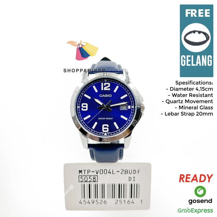 JAM TANGAN PRIA CASIO ORIGINAL ANALOG MTP-V004L-2B BERGARANSI+GELANG