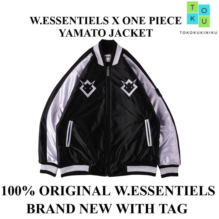 W.Essentiels X One Piece Jaket Yamato Souvenir Varsity Jacket Black White Sukajan W Essentiels