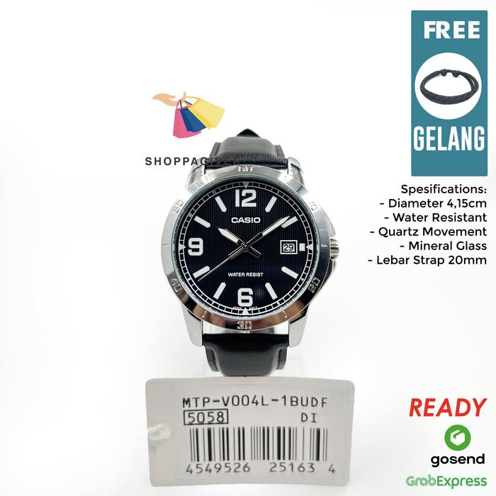 JAM TANGAN PRIA CASIO ORIGINAL ANALOG MTP-V004L-1B BERGARANSI+GELANG