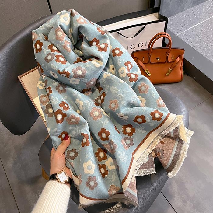 Winter Scarf Luxury Warm Pashmina Scarf Women Hydrangea Tassel Sh