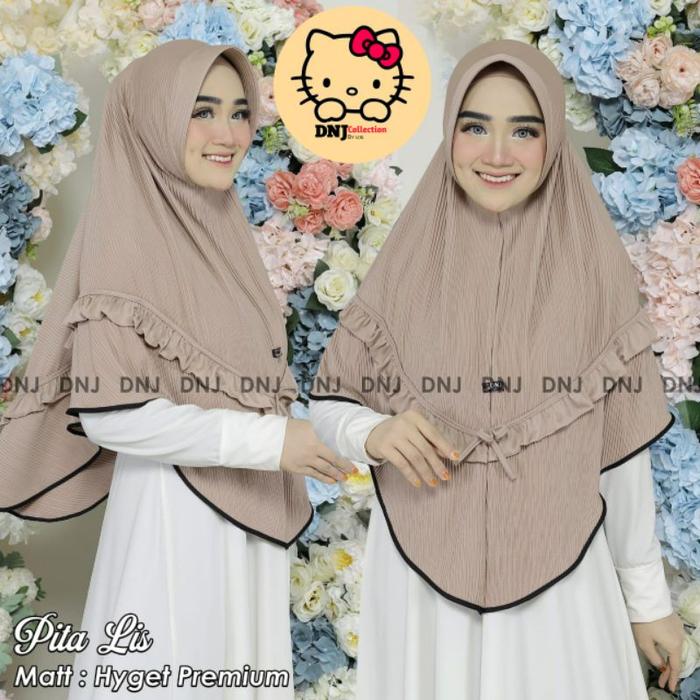(BARU) KERUDUNG/BERGO/HIJAB PLISKET DNJ MODEL PITA TERBARU