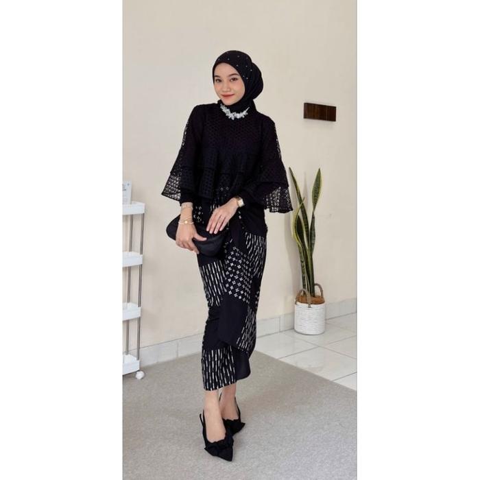 Set baju atasan tunik setelan rok lilit wanita casual kondangan pesta premium