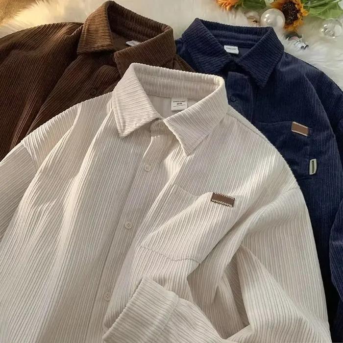 1950s Corduroy Shirt Men Spring Autumn Vintage Corduroy Coat High