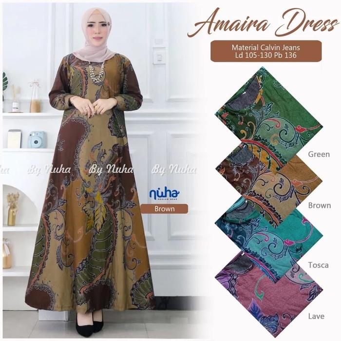 (BARU) AMAIRA FANWA MAXY GAMIS CALVIN JEANS PREMIUM JUMBO ORIGINAL DRESS BATIK ADEM MELAR NYAMAN WAN