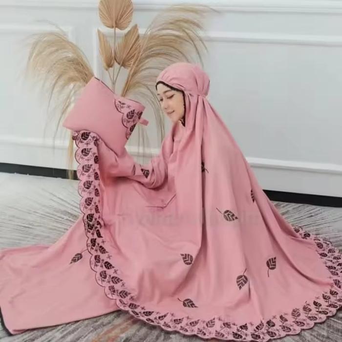 Produk Mukena Dewasa khodijah Mukena Khadijah Bordir Motif Daun Jumbo mewah virall terbaru terlaris 
